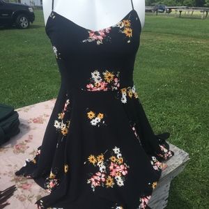 Black Floral Spaghetti Strap Dress